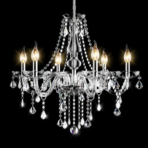 Modern Chandelier Crystal Glass LED Ceiling Light Fixture Pendant With 6 Arms 