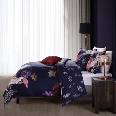 Queen Size Deep Purple Cotton Reversible Comforter Set