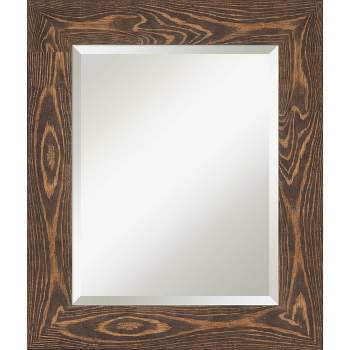 22" x 26" Beveled Bridge Brown Wood Wall Mirror - Amanti Art