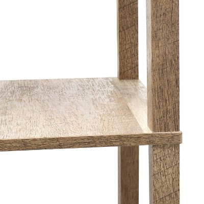 62.5" Black MDF 3-Tier Floor Lamp with Linen Shade