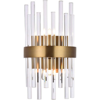 Elegant Lighting Dallas 2 light Gold & Clear Wall Sconce Clear Royal Cut Crystal