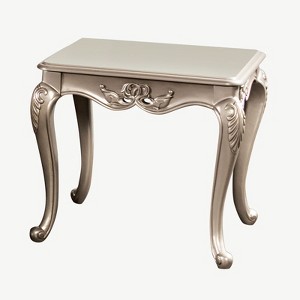 Sapphtopaz Traditional End Table with Carved Design Square Coffee Table with Curved Shape Legs Wood Side Table for Living Room, Bedroom - 1 of 4