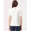 INSPIRE CHIC Women's Short Sleeve Velvet Keyhole Back Ruffle Mock Neck Shirt - 3 of 4