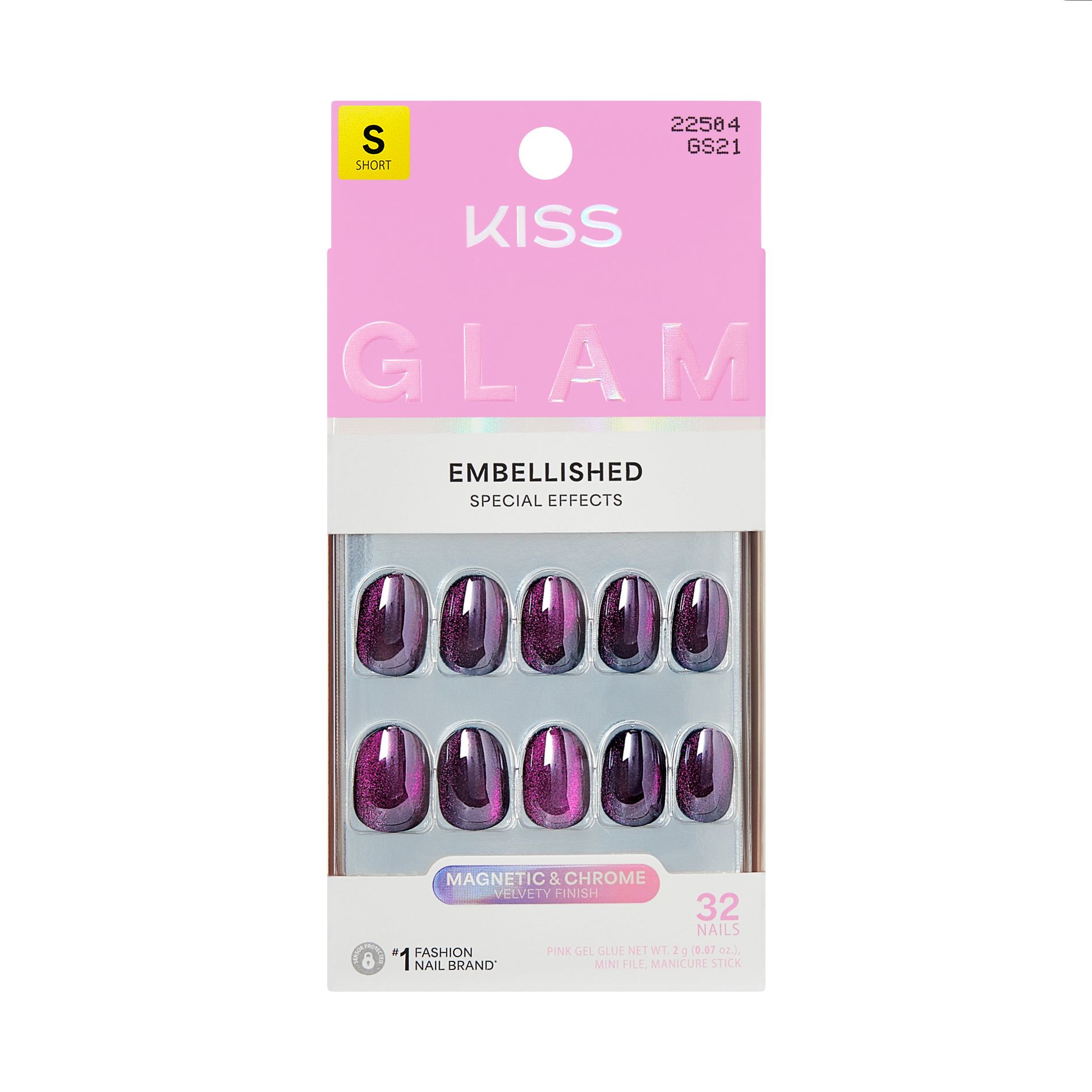 Kiss Nails GLAM Embellished Press-On Fake Nails - Short Round - Simple Joys - 35ct