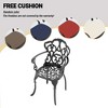 DOMETOUR Cast Aluminum Patio Dining Chair Set of 4 with Black Frame and Cushions in Random Colors - 3 of 4