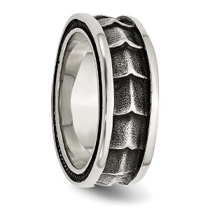 Chisel Stainless Steel Polished and Antiqued 9mm Band Ring - 1 of 4