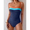 Eomenie Women's One Piece Swimsuit Tummy Control Ruched Bathing Suit Full Coverage Slimming Swimwear Color Block Swim Suit - 3 of 3