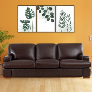 Home Imports Emporium Genuine Leather Loveseat Sofa – Tan Leather Couch with Goose Feather Cushions, Deep Seating, and Mid-Century Modern Design. - 1 of 4