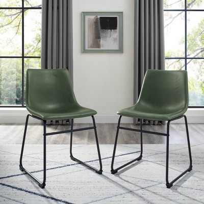 Set of 2 Laslo Modern Upholstered Faux Leather Dining Chairs - Saracina Home