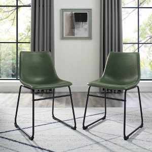 Set of 2 Laslo Modern Upholstered Faux Leather Dining Chairs - Saracina Home - 1 of 4