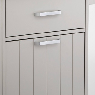 Gray MDF Kitchen Cart with Spice Rack and Storage