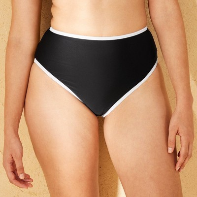 Women's Contrast Binding High Waist High Leg Medium Coverage Bikini Bottom - Shade & Shore™
