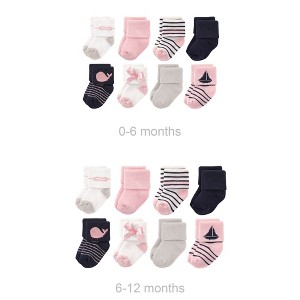 Luvable Friends Infant Girls Grow with Me Cotton Terry Socks, Pink Sailboat, 0-6 and 6-12 Months - 1 of 1