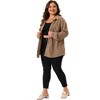Agnes Orinda Women's Plus Size Waffle Knit Shacket Pocket Loose Long Sleeve Button Down Shirts - 3 of 4