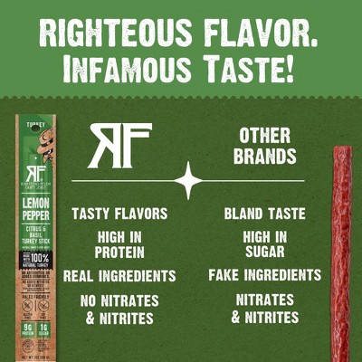 Righteous Felon Craft Jerky Lemon Pepper Turkey Meat Stick - 9g Protein - 1oz