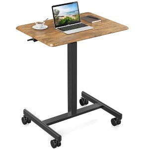Computer Desk, Mobile Desk with Metal Frame and Leg, Adjustable Height 28.5 to 42.5 in, 4 Wheels, Ergonomic Rolling Laptop Desk for Home Office Black - 1 of 4