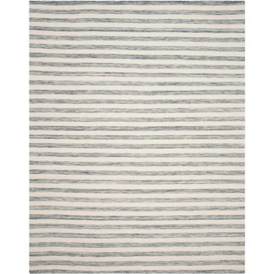 Ivory and Grey 6' x 9' Handmade Wool Flat Woven Rug