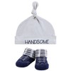 Hudson Baby Infant Boy Cap and Socks Set, Handsome, 0-9 Months - 3 of 4