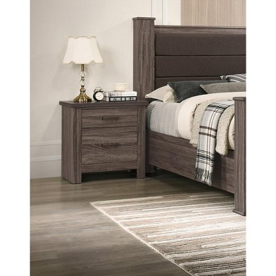 DOMETOUR Natural Finish Striking Wooden Nightstand Bedside Table 2x Drawers Storage bedroom Furniture
