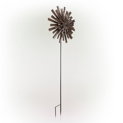 Bronze 81" Iron Abstract Flower Kinetic Wind Spinner