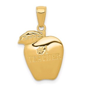 Black Bow Jewelry 14k Yellow Gold Polished #1 Teacher Apple Pendant - 1 of 4