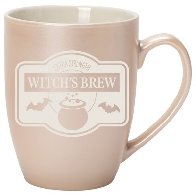 100 North Magic Potion 10 Ounce White and Precious Pearl Metallic Finish, Comfortably Fits Your Hands, New Bone China Coffee Tea Cup Mug, Witch's Brew