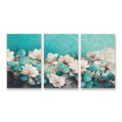 Trademark Fine Art Treechild Turquoise Buds 3 Piece Panel Set Art