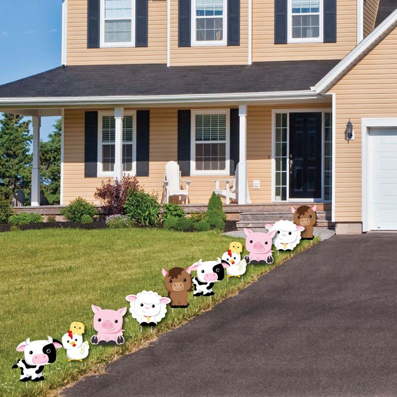 Big Dot of Happiness Farm Animals - Barnyard Animal Lawn Decorations - Outdoor Baby Shower or Birthday Party Yard Decorations - 10 Piece, 3 of 9