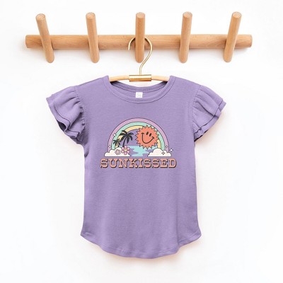 The Juniper Shop Sunkissed Rainbow Toddler Flutter Sleeve Tee