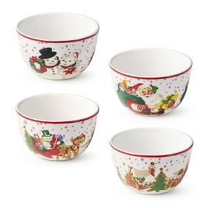 Certified International (Set of 4) 24oz Santa's Retro Christmas Ice Cream Bowls - 1 of 4