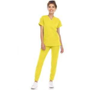 MediChic Womens 8-Pocket Scrubs Set- V-Neck with 4-Pocket Jogger Scrub Pants - 1 of 4