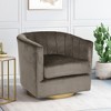 25.5'' Velvet Modern Glam Swivel Arm Chair with Tub Design, Channel Stitching and Metallic Base in Jewel-Tone Finish - 4 of 4