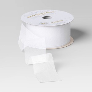 Christmas Holiday Cheer Premium Ribbon White Sheer - Wondershop™ - 1 of 3