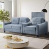 TiramisuBest 3-Piece Black Velvet Sectional Sofa Set with Chair, Loveseat & 3-Seater Couch, Plush & Modern Design - 3 of 4