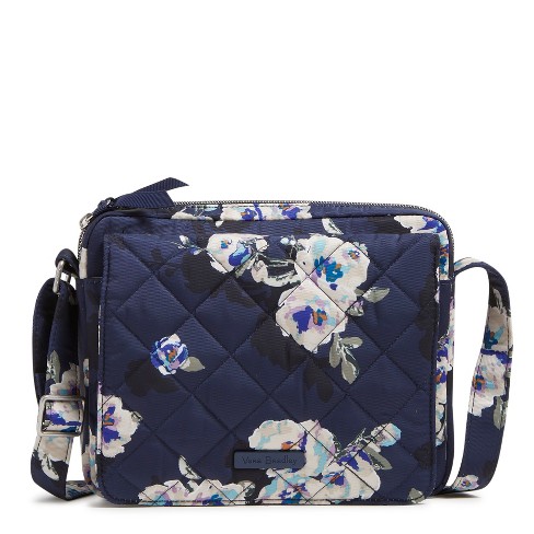 Triple Compartment Crossbody in Blooms and Branches Navy