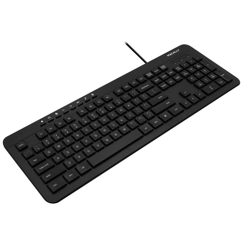 Macally USB Wired Slim Soft Quiet 112 Keys and 8 Shortcuts Full Keyboard, 3 of 8