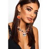 Halloween 'BOO' Ghost & Pumpkin Pendant Crystal Bead Choker Necklace With Earrings Set - 2 of 4