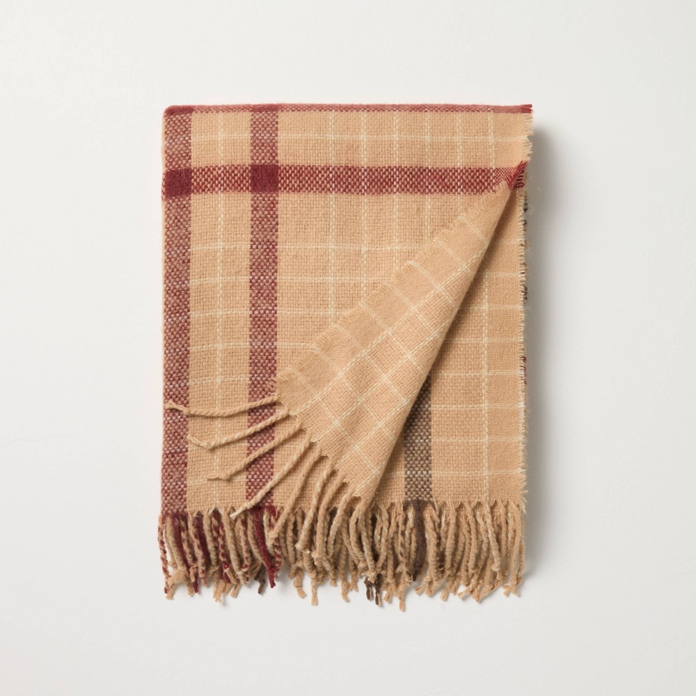 Fall Plaid Lightweight Throw Blanket Brown - Hearth & Hand™ with Magnolia