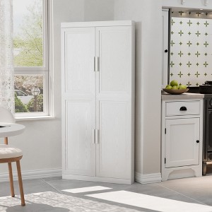 Wooakway Natural Wood/Black/Light Walnut/White Decorative Storage Cabinet Corner Kitchen Dining Cabinet Freestanding Cupboard Adjustable Shelves Home - 1 of 4