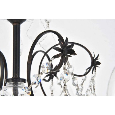 Elegant 24" Dark Bronze Chandelier with Clear Crystal Trim