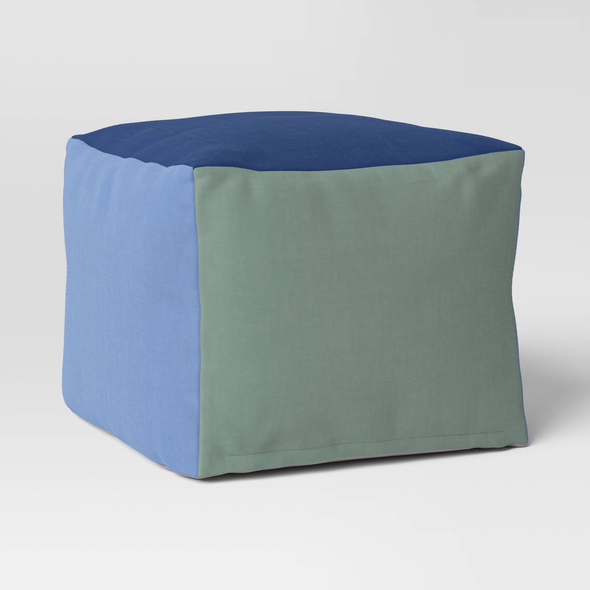 Cool Tone Block Dorm Pouf - Room Essentials™: Upholstered Square Ottoman, No Assembly Required