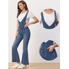 Allegra K Women's Casual Denim V Neck Zip Up Bell Bottom Jeans Jumpsuits - 2 of 4