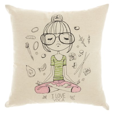 Mina Victory 18"x18" Yoga Dreams Throw Pillow Beige