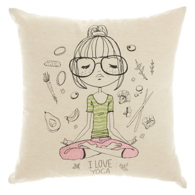 Mina Victory 18"x18" Yoga Dreams Throw Pillow Beige