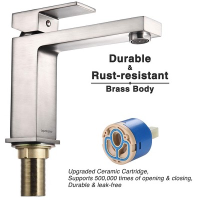 Brushed Nickel Single-Handle Square Bathroom Faucet