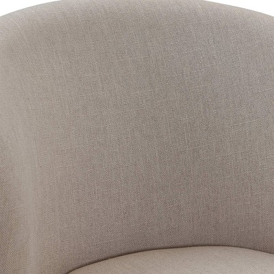 Contemporary Tan Fabric and Espresso Wood Swivel Barstool, 30"