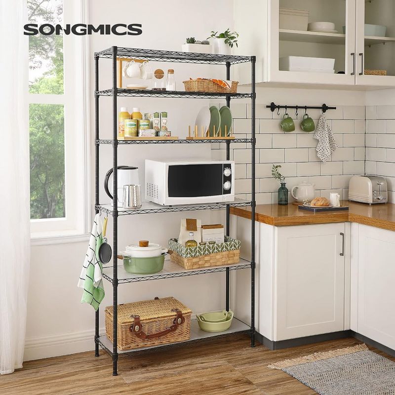 SONGMICS Garage Shelving, 6-Tier Wire Shelving Unit, Kitchen Storage Rack with Adjustable Shelves, for Living Room, Garage, Black, 2 of 10