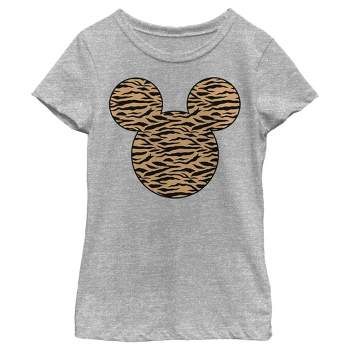 Girl's Disney Mickey Mouse Tiger Print Silhouette T-Shirt