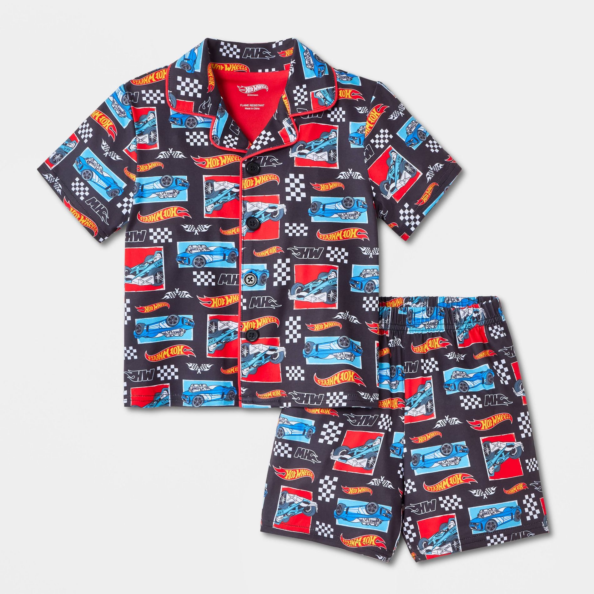 Toddler Boys' Hot Wheels Coat Pajama Set 2pc