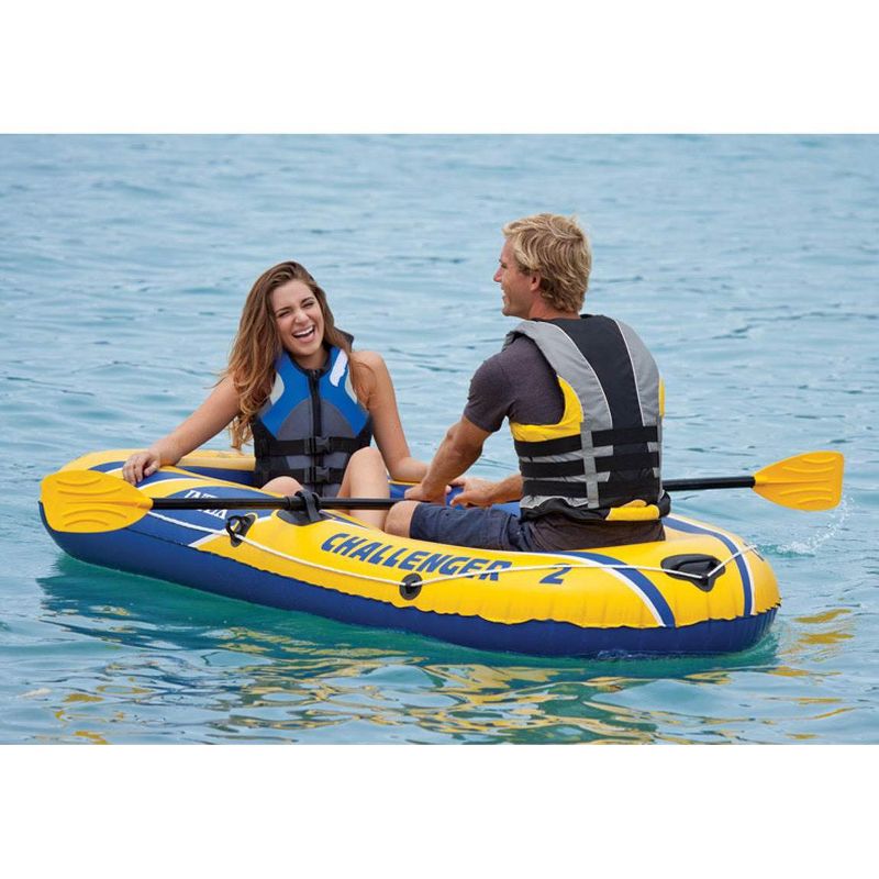 Intex Challenger 2 Inflatable 2 Person Floating Boat Raft Set with 2 48-Inch Oars, Oar Locks, Grab Handles and High-Output Hand Air Pump, 6 of 8